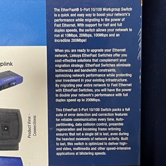 Linksys EtherFast (EZXS55W) 5-Ports External Workgroup Switch NEW - Picture 7 of 10